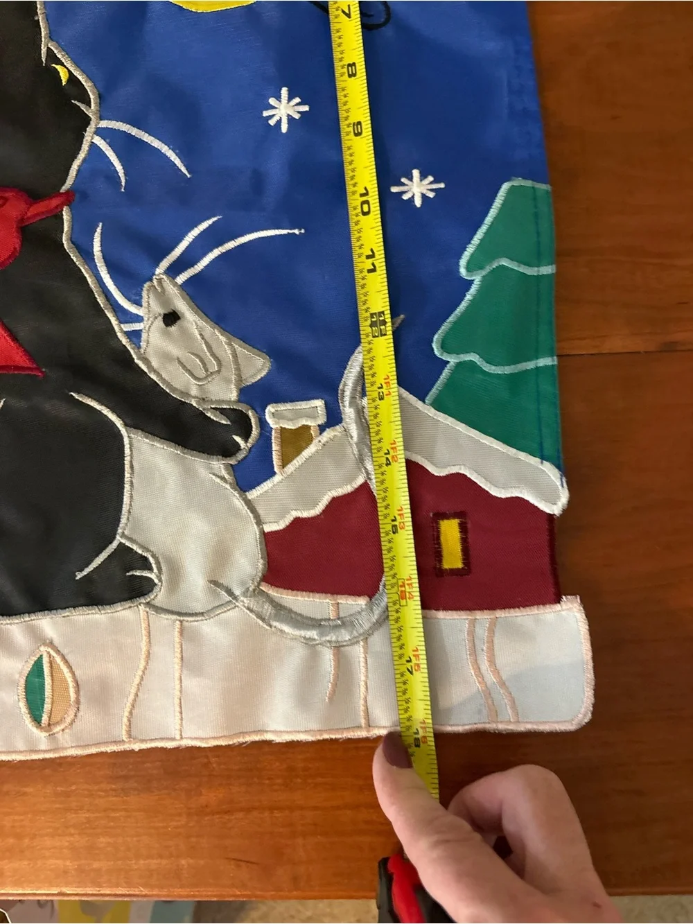 NWOT Christmas Black Cat & Mouse Appliqué Mini Garden Flag 12x18